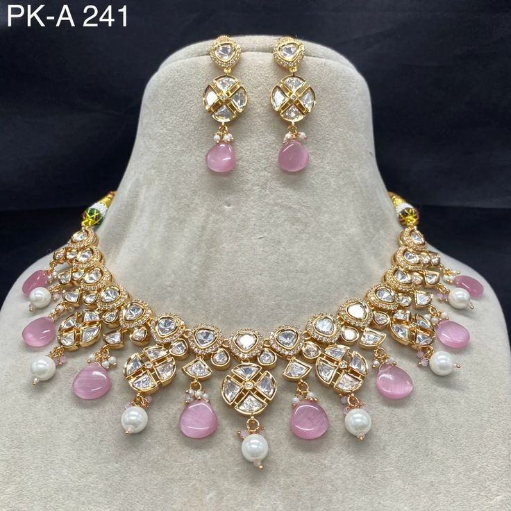 Pinky Stone Necklace set for you
